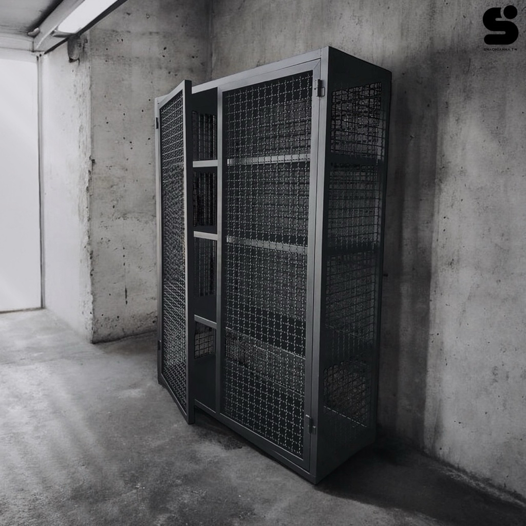 鐵製網櫃收納架｜通風可視｜多層置物櫃｜耐重防鏽現代風鐵製網櫃收納｜細緻網格｜多層置物｜耐用設計