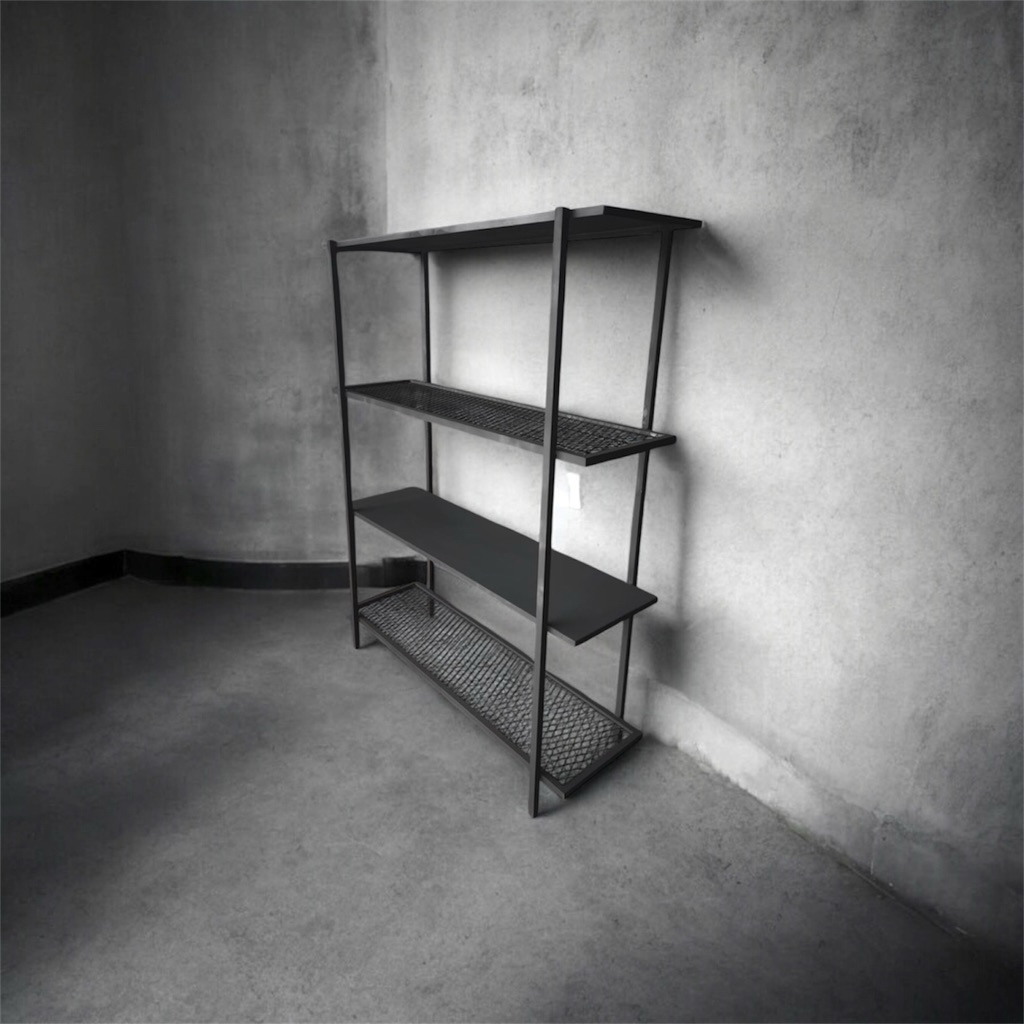 商品規格

層數配置：四層（兩層網架＋兩層層板）

尺寸：寬 120 × 深 40 × 高 170 公分

顏色：霧黑色

款式：落地式層架

結構：一體成型（非組裝式）

⚠️ 購買前重要提醒（請務必確認）

本商品為「一體成型」設計，無法拆解

下單前請務必確認 門口寬度、樓梯、電梯、轉角空間 是否可順利搬運

若因現場空間限制無法搬入，恕不屬於商品瑕疵範圍