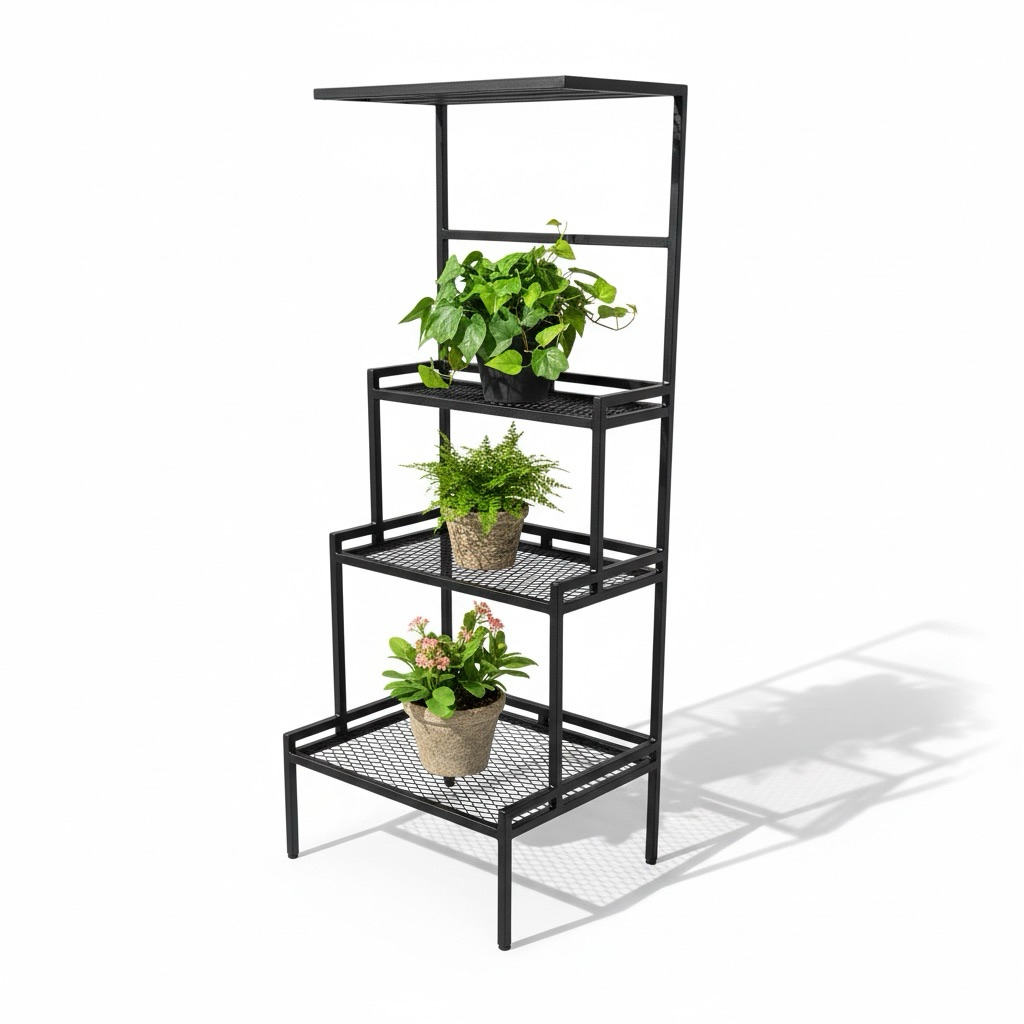 總高192公分 ( 底下有調整腳 4個 ) 

面寬80公分 下層深60 中層深42 上層28公分 護欄高度5公分 

下層離地30 中間離下層50  中間離上層40公分

高溫粉體塗裝 消光黑 ( 霧黑 )  