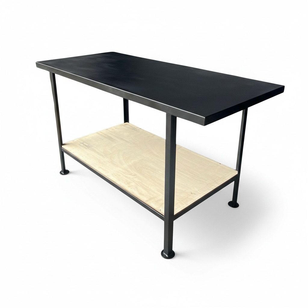 尺寸規格：長 163 × 深 72 × 高 88.5 公分

顏色：消光黑

層數設計：雙層設計

下層：高強度木板 上層：耐用鐵板

免組裝設計：開箱即可使用，省時省力

高承重結構：整體結構穩固，適合放置各類重型物品

分層收納更穩定：

建議 重物放置於底層、輕物放置於上層，可有效提升層架穩定性與使用安全性

耐用材質：適合長時間倉庫、工業或商用環境使用