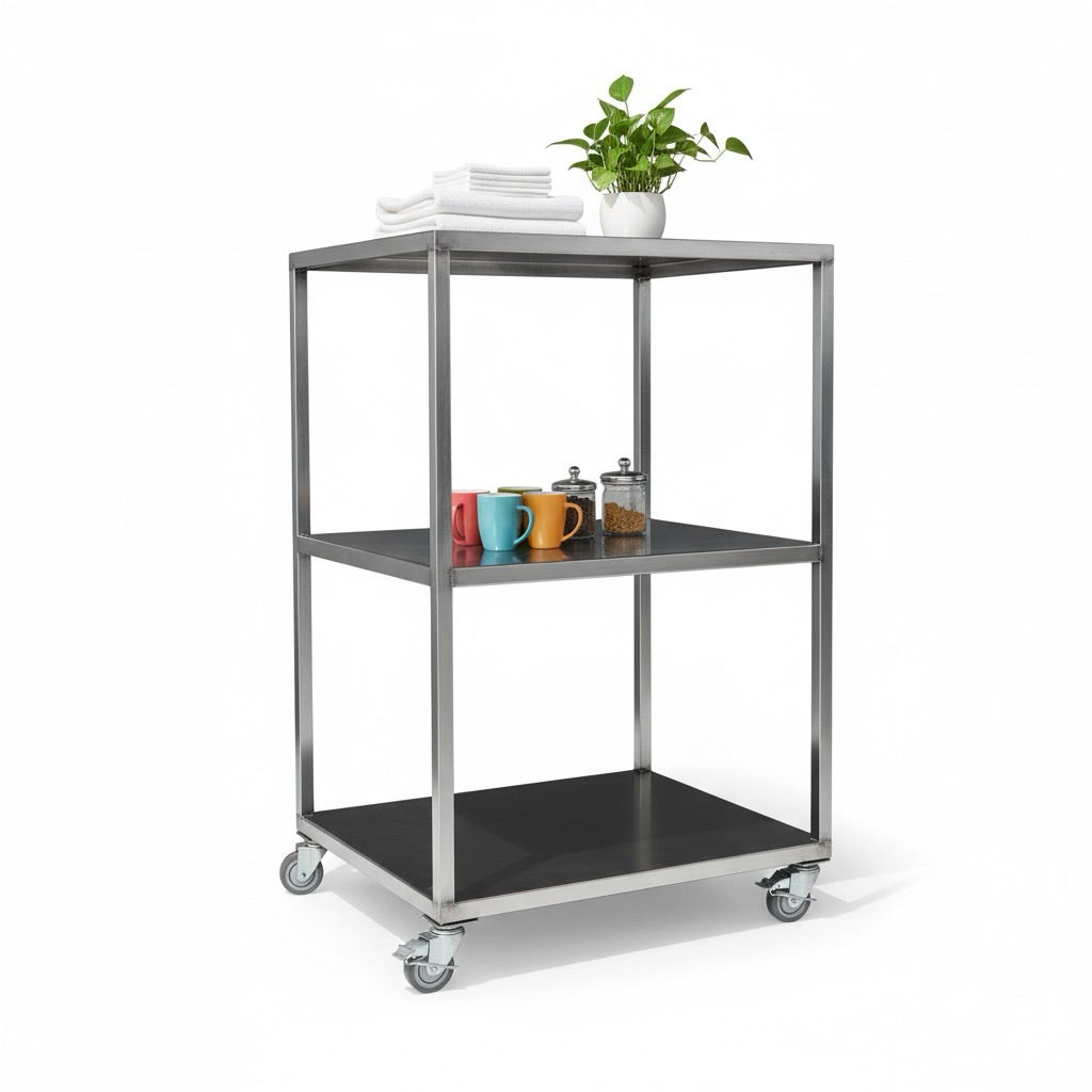 免組裝即可使用，結構穩固耐用。尺寸為面寬50x50公分，總高110公分，擁有三層收納空間，方便整理廚房、浴室或辦公室物品。每層層板堅固耐用，底部配輪子設計，可輕鬆移動至任意位置，多功能設計兼具收納與移動便利性，是家居、辦公室和多場景收納的理想選擇。