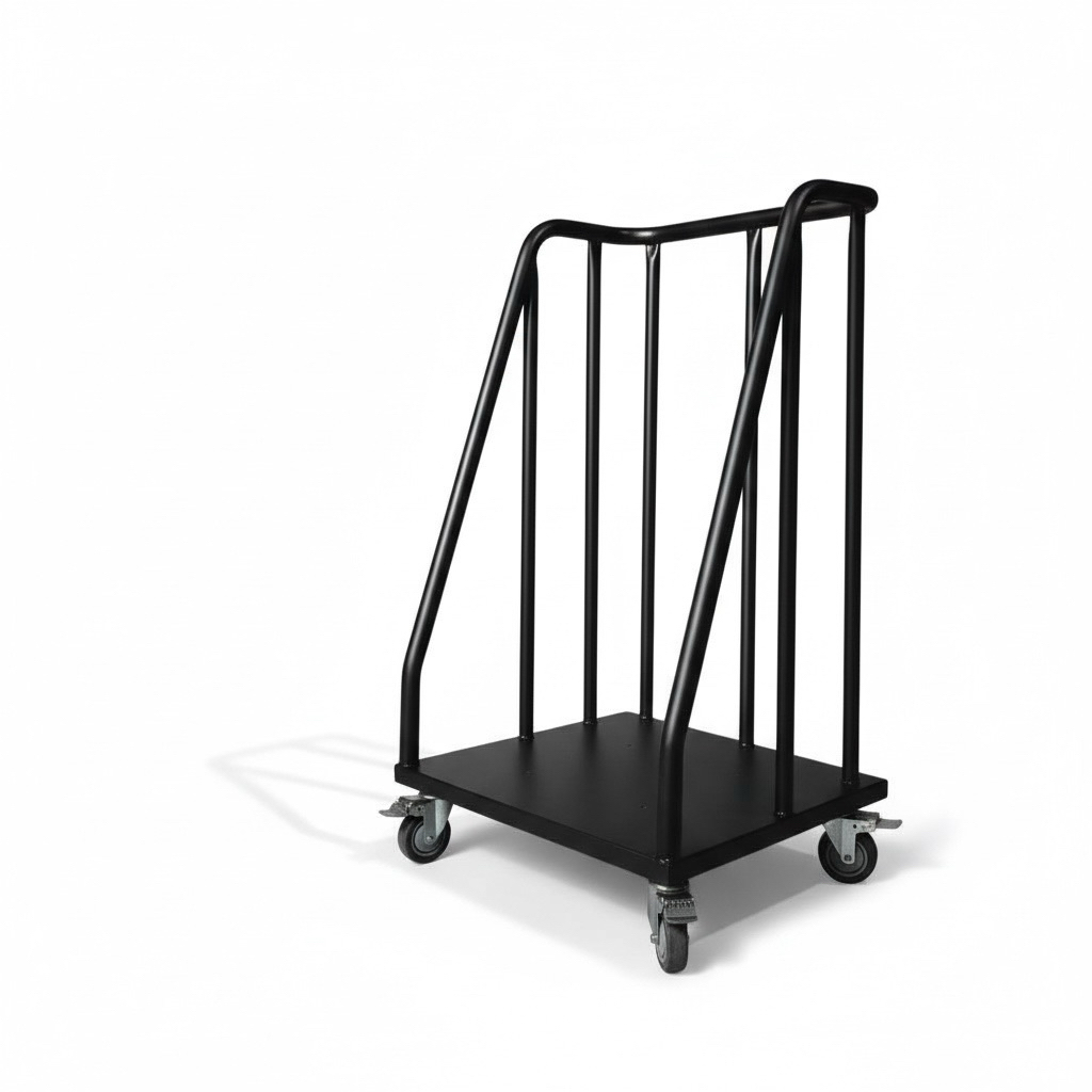 材質：鐵製

尺寸： 鐵板實內 50×50cm 總包外 55×52.5cm 總高 90cm

層數：單層餐盤推車 / 回收架

色：活動輪附剎車，消光霧黑

用途：餐盤收納、回收運送、多場合使用（餐廳、食堂、辦公室、咖啡廳）