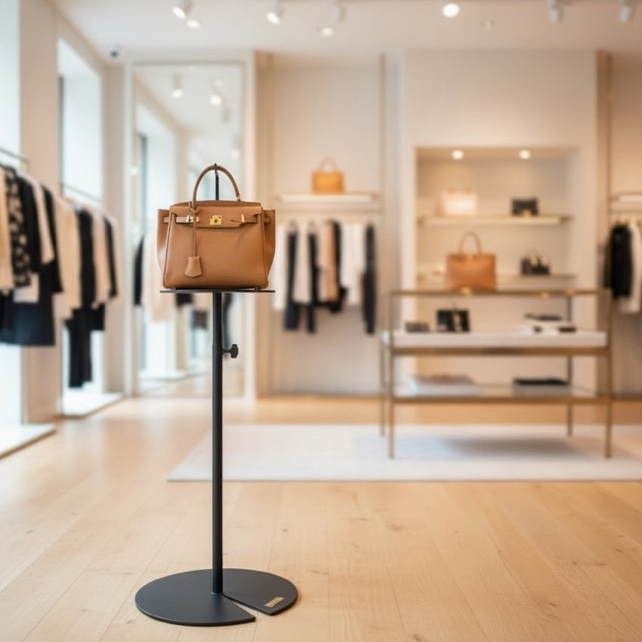服飾店用金屬包包展示立架｜高度可調｜拍照展場適用