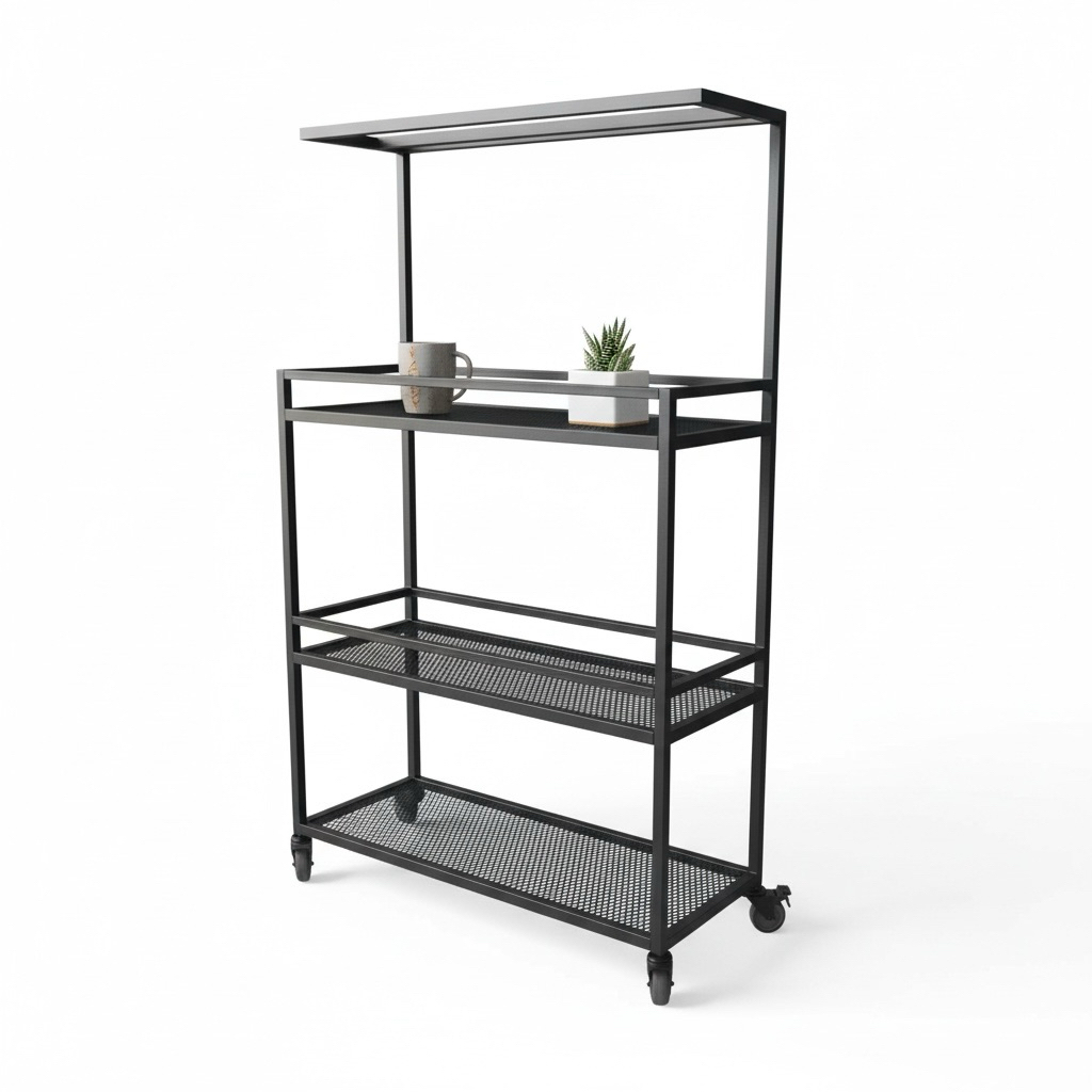 一體成型鋼構植物架 可移動三層置物架 大輪帶剎車 吊燈架設計 室內陽台多肉植物架 植物燈架