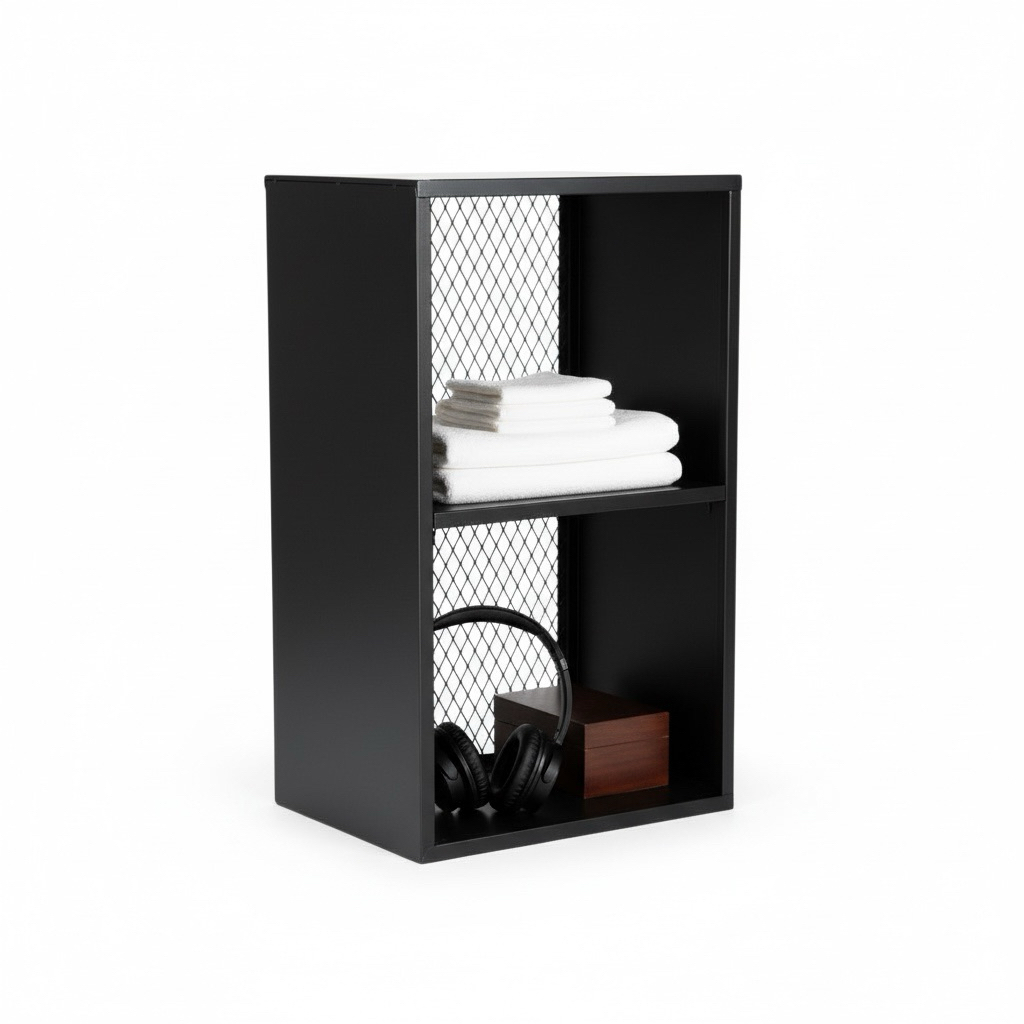 整體尺寸

寬40 × 深40 × 高80 cm

請於下單時選擇：

開放款（無門） → 方便拿取、展示感強

門片款（附鐵網門右開有門串） → 防塵收納、視覺整齊  

✦ 商品特色

✔ 工業風質感設計，空間風格立即升級

✔ 金屬結構穩固耐重，不易變形

✔ 雙層收納空間，容量充足

✔ 鐵網設計通風不悶濕

✔ 可選門款／開放款，使用彈性高

✔ 一體式櫃體結構（穩固耐用）