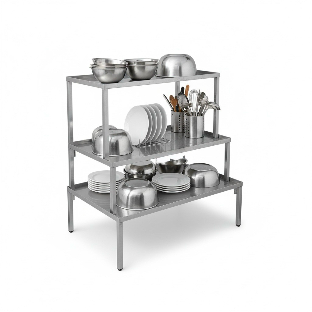 ✔ 上層：長100 × 寬35 × 高25 cm（碗／杯具）

✔ 中層：長110 × 寬40 × 高30 cm（餐盤／托盤）

✔ 下層：長120 × 寬50 × 高35 cm（鍋具／大型容器）

