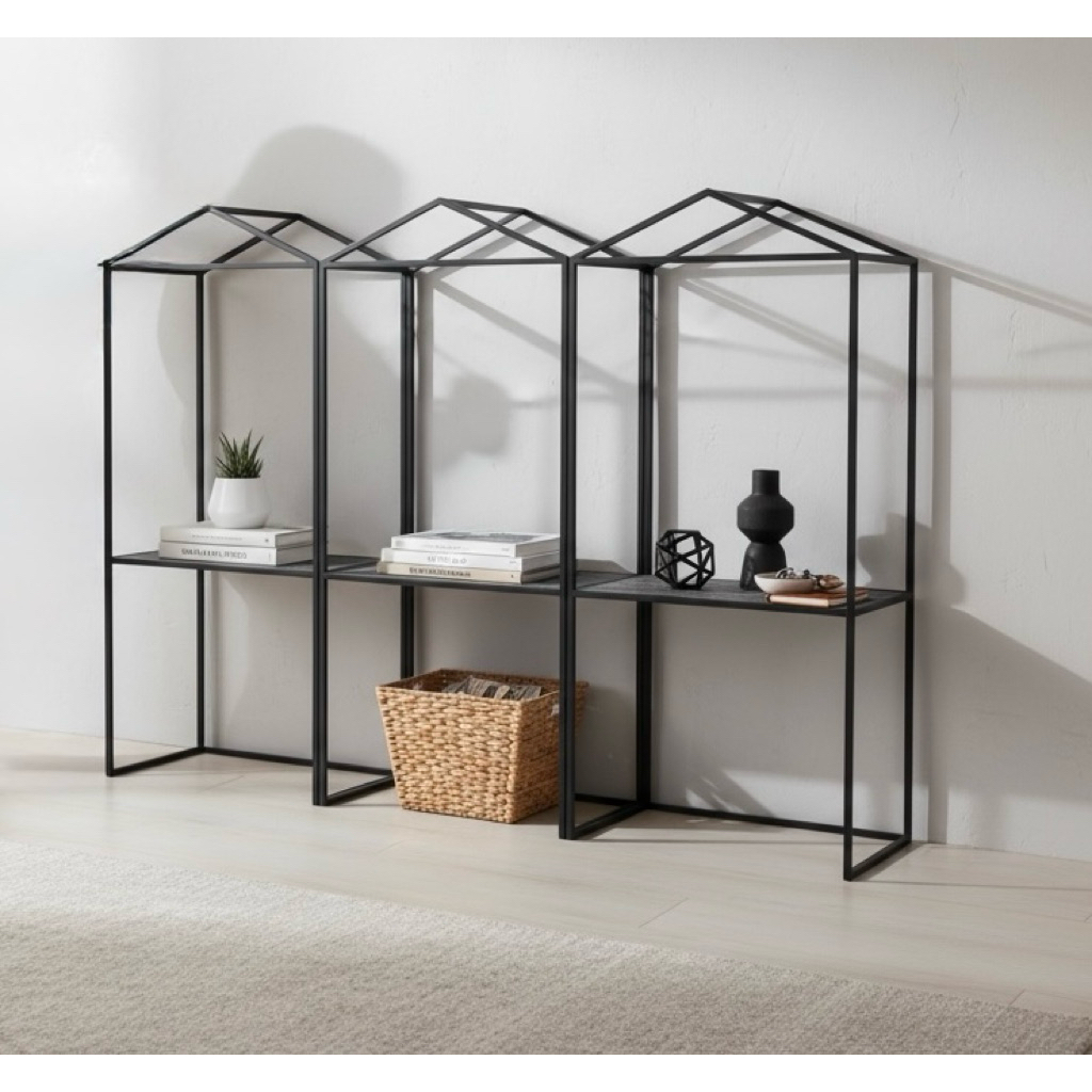 金屬房型物品展覽架 消光黑金屬屋型陳列架｜展場專用 商展級屋型展示架