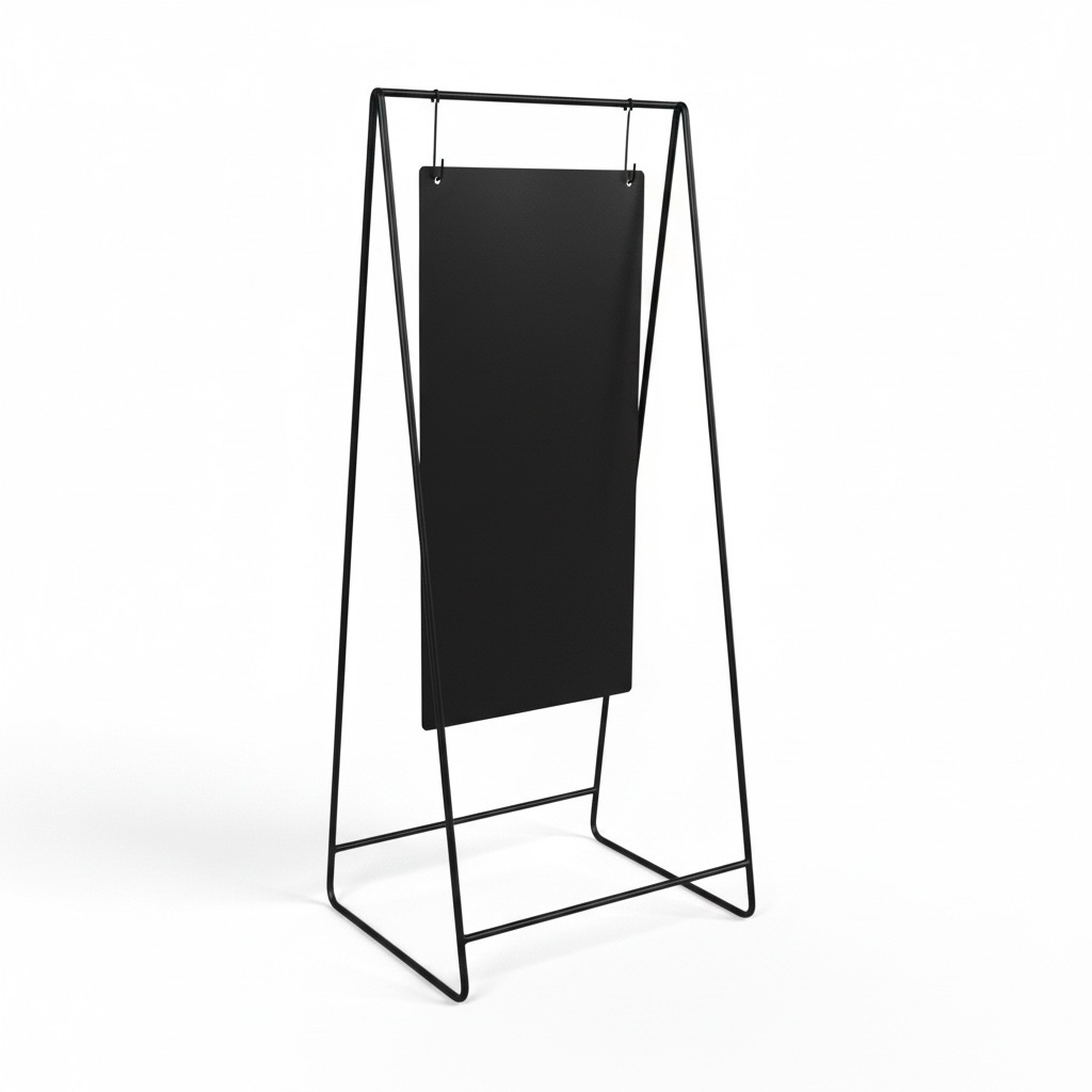 門口展示立式招牌架｜消光黑粉體烤漆｜咖啡店・餐廳・市集適用