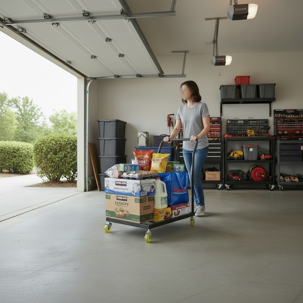 平台尺寸：長 60 × 寬 47 公分
扶手高度：81 公分（由地板量至扶手邊緣）
材質：鋼製金屬結構
底板：金屬網板設計
顏色：消光黑
輪組：萬向輪（推行平穩）
