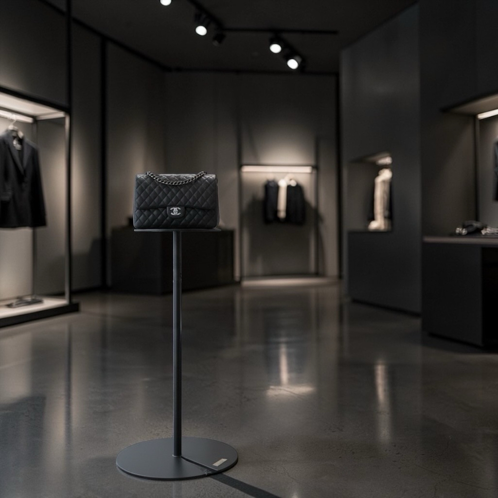 高度可調整



最低高度約 90 cm



最高高度約 110 cm



展示圓盤尺寸



圓型鐵板



直徑 30 公分



結構穩定



金屬材質製作，重心穩定



適合陳列皮革包、托特包、側背包等



風格百搭



簡約工業風外型



輕鬆融入各式門市與展示空間

