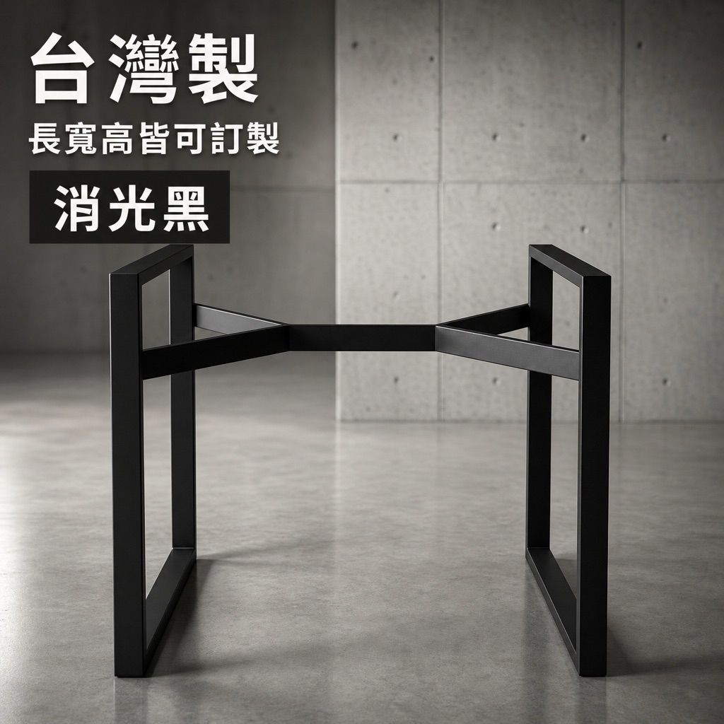 【台灣製一體式鐵製桌腳｜可客製化尺寸】





✔ 台灣工廠製造



✔ 尺寸可依需求訂製



✔ 一體式焊接結構，穩固耐用



✔ 橫桿加強設計，提升整體支撐性



✔ 適用餐桌、辦公桌、工作桌、書桌、會議桌等多種用途

商品特色

採用鋼材製作，結構扎實穩固。

一體式焊接成型，減少組裝鬆動問題。

橫桿造型兼具美觀與支撐效果。

表面處理質感佳，簡約百搭。

可搭配木板、實木板、系統板、人造石等桌板使用。

支援客製化尺寸，滿足不同空間需求。

客製化服務

可依照需求訂製：桌腳高度桌腳寬度特殊尺寸數量訂製

下單前請先提供：

桌板長度桌板寬度桌面高度需求

使用用途

我們將協助確認適合的尺寸配置