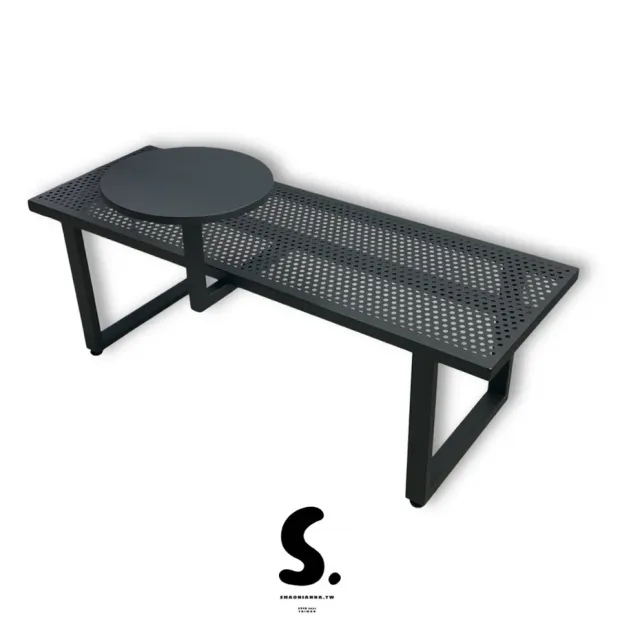 工業風等候椅、等候區休息座椅、公園椅、長條洞洞板椅子、工業風沖孔椅、傢俱、靠牆長凳、用餐桌椅