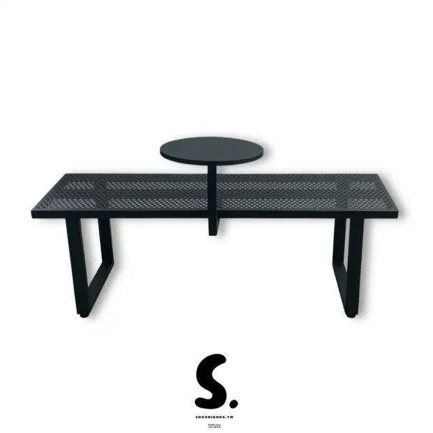 工業風等候椅、等候區休息座椅、公園椅、長條洞洞板椅子、工業風沖孔椅、傢俱、靠牆長凳、用餐桌椅