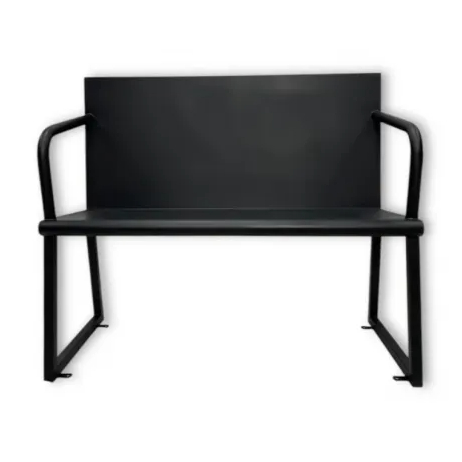 雙人座鐵椅、門口休息座椅、霧黑、椅子、凳子、傢俱、休息座椅、吸菸區椅子、情人椅、鐵件桌椅