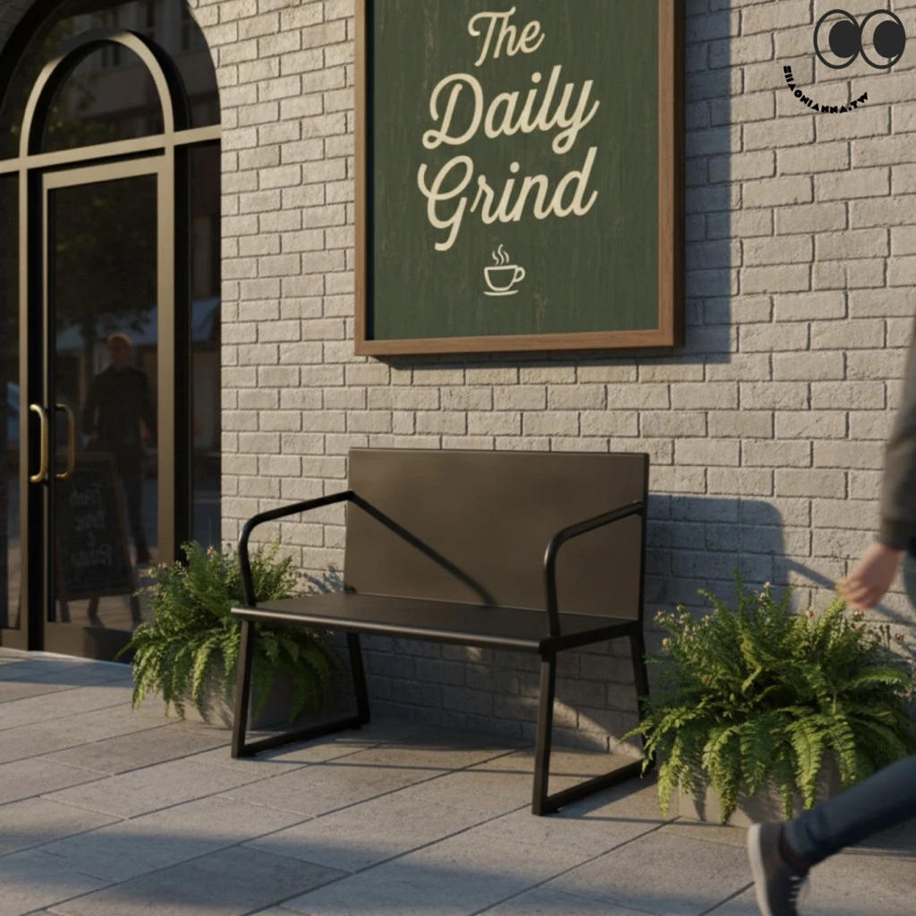 雙人座鐵椅、門口休息座椅、霧黑、椅子、凳子、傢俱、休息座椅、吸菸區椅子、情人椅、鐵件桌椅