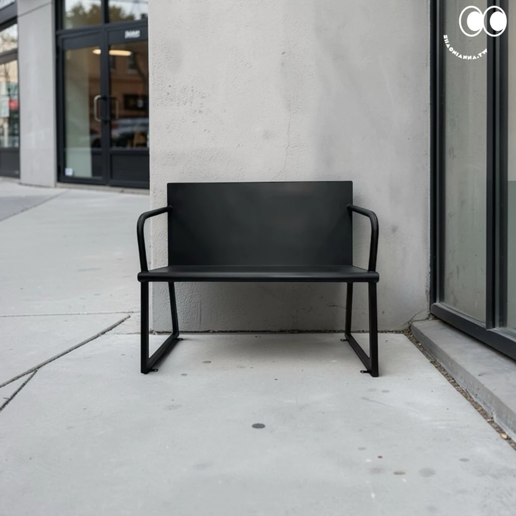 雙人座鐵椅、門口休息座椅、霧黑、椅子、凳子、傢俱、休息座椅、吸菸區椅子、情人椅、鐵件桌椅