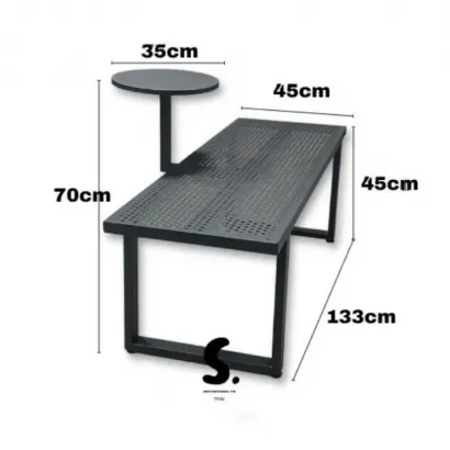 工業風等候椅、等候區休息座椅、公園椅、長條洞洞板椅子、工業風沖孔椅、傢俱、靠牆長凳、用餐桌椅