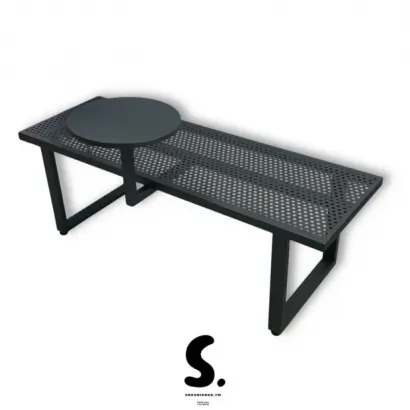 工業風等候椅、等候區休息座椅、公園椅、長條洞洞板椅子、工業風沖孔椅、傢俱、靠牆長凳、用餐桌椅